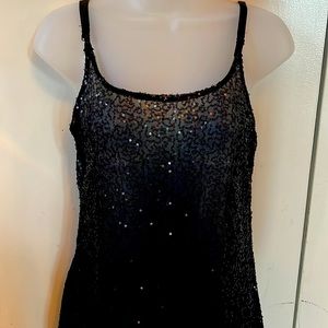 H.I.P. Sparkly fun long.waiated lace squiens tank with adjustable straps Large